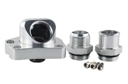 Jack Spania Racing swivel neck thermostat housing for K-series K20 and K24 engine radiator hoses, compatible with K-Swap Civics.
