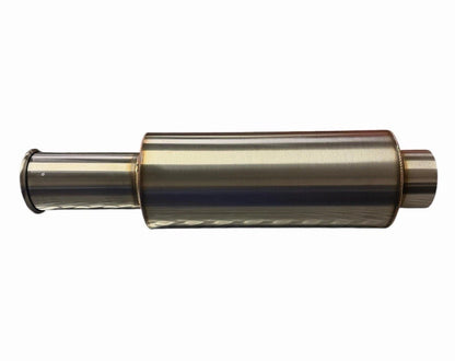 Stainless steel brushed rolled tip muffler with 3-inch outlet, universal inlet, spoon style exhaust part by JackSpania Racing