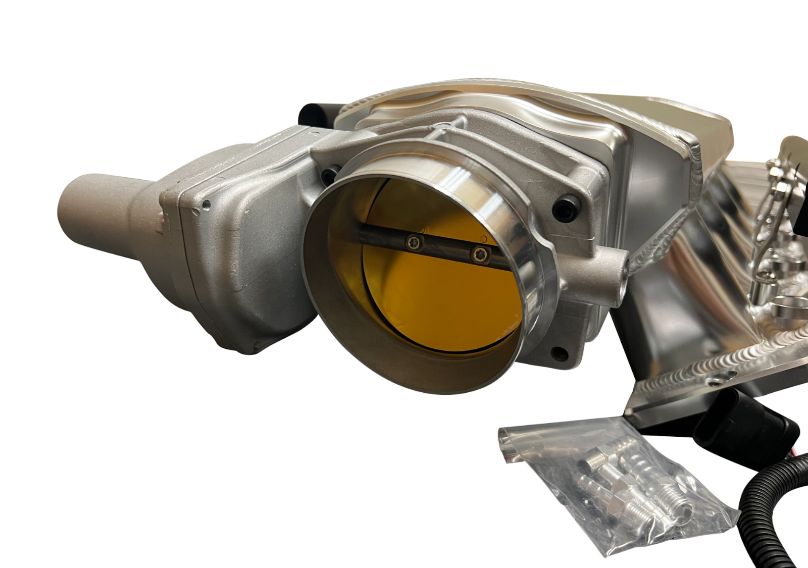 LS Low Profile Metal Intake Manifold for LS1, LS2, LS6 engines by Jack Spania Racing, featuring 92mm and 102mm cathedral ports.
