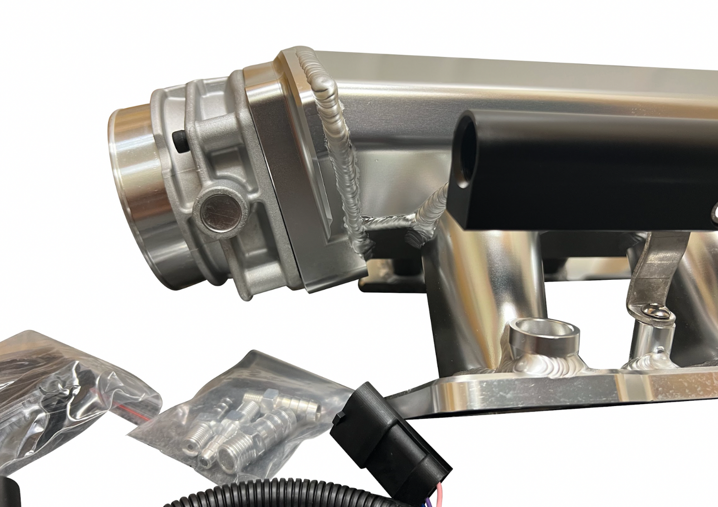 Jack Spania Racing LS Low Profile Metal Intake Manifold for LS1, LS2, LS6 engines with 92mm or 102mm cathedral throttle bodies.
