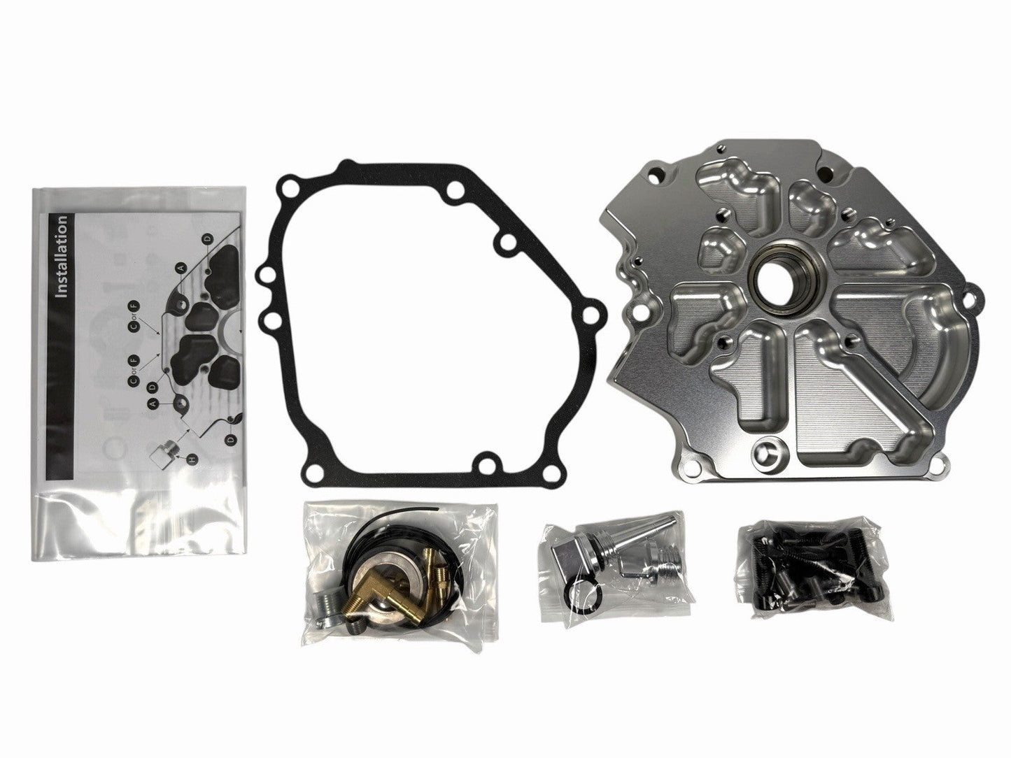 Dual bearing billet side cover for GX200 Predator engine by JackSpania Racing, designed for Hemi Ghost Tillotson 212 224 carbs.