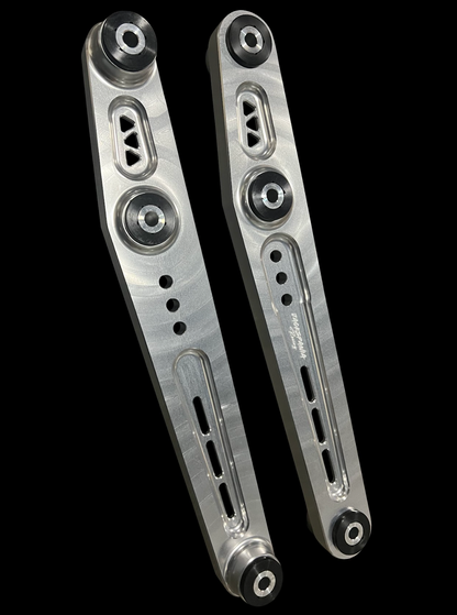 Jack Spania Racing billet AWD lower control arms for Honda Civic EK Type R Si hatchback, suspension parts for 96-00 models.