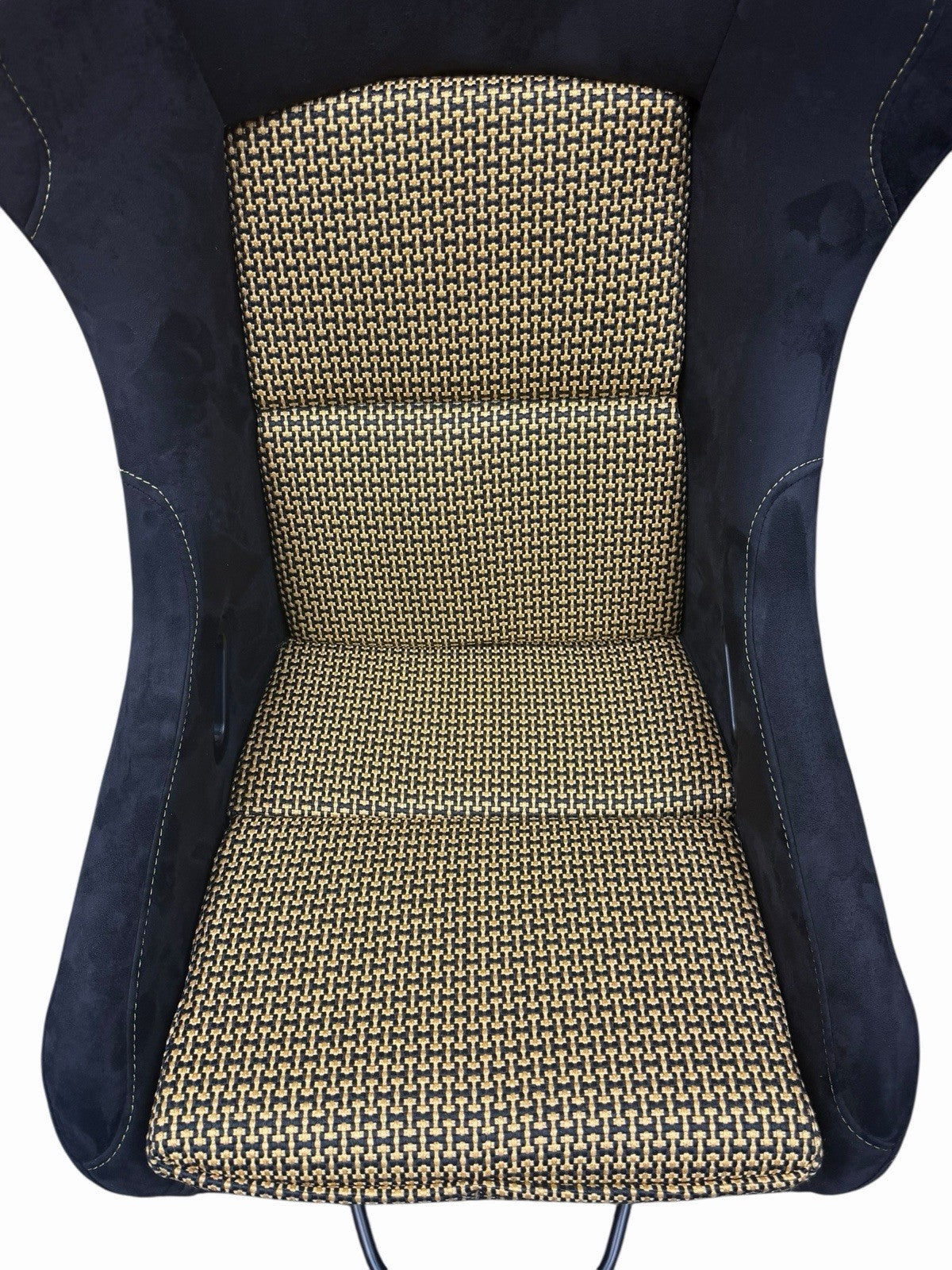JackSpania Racing universal ultra lightweight fixed bucket seat with rails and sliders, featuring suede upholstery for racing interior.