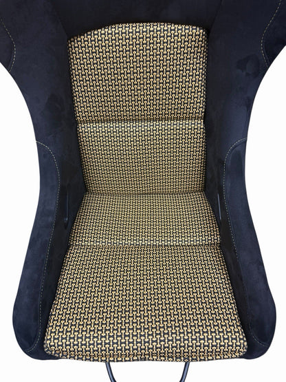 JackSpania Racing universal ultra lightweight fixed bucket seat with rails and sliders, featuring suede upholstery for racing interior.