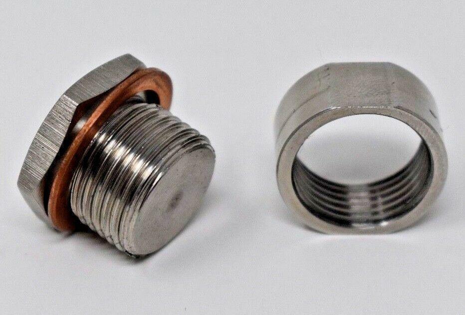 O2 02 Oxygen Sensor 304 Steel Weld On Bung & Plug Wideband Nut & Cap 18 X 1.5 US - JackSpania Racing