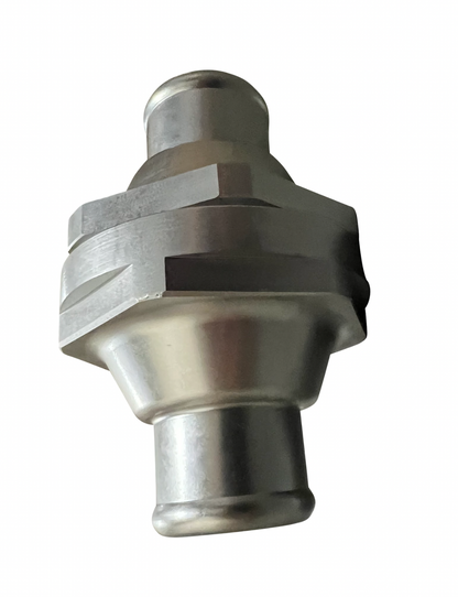 Jack Spania Racing 1.25-inch billet in-line thermostat for universal radiator hoses, engine cooling system part.