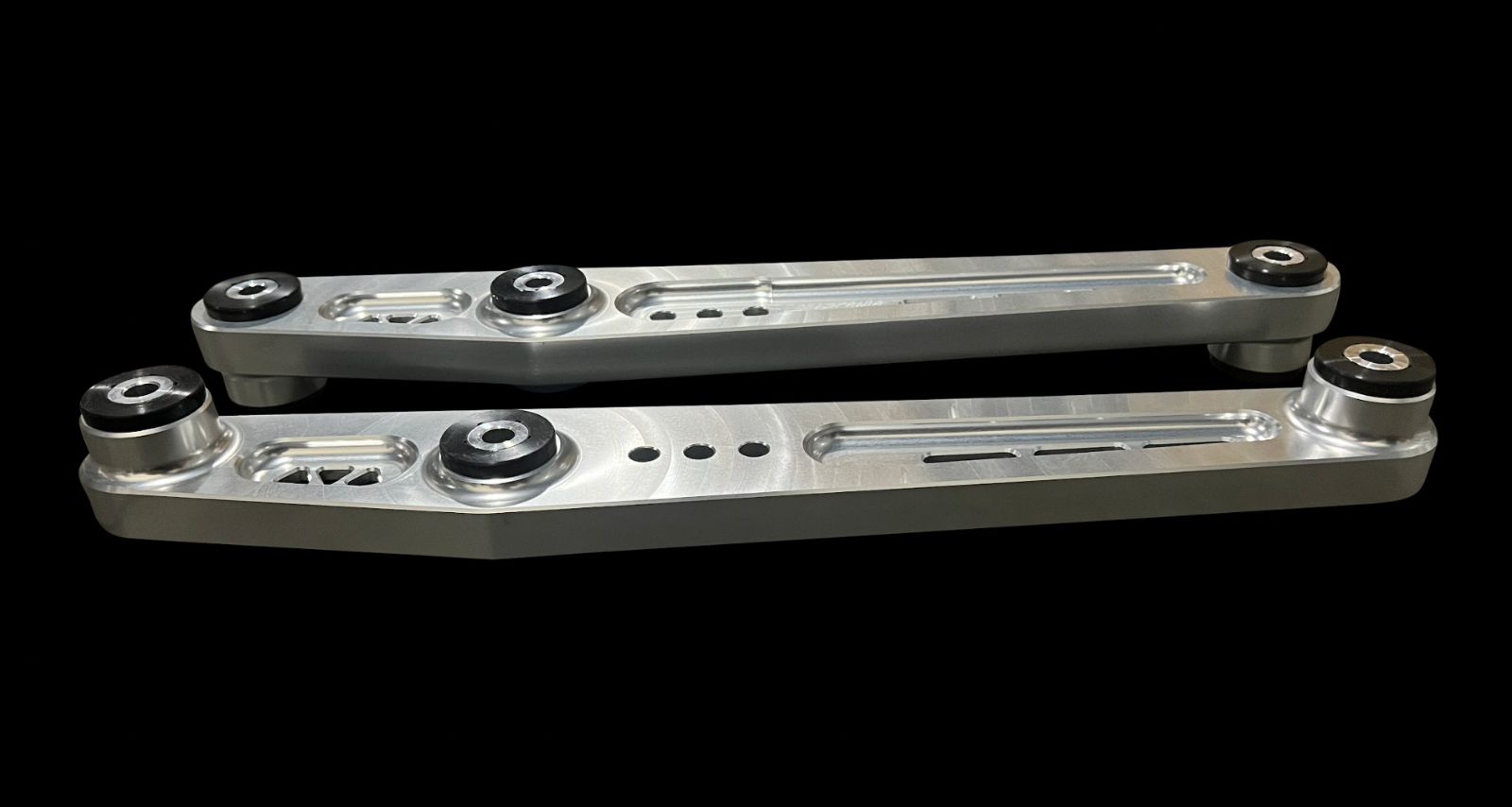 Jack Spania Racing billet AWD lower control arms for Honda Civic EK Type R Si hatchback, suspension parts in black with mounting points
