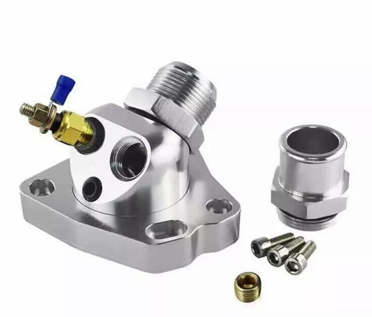 Swivel neck thermostat housing for K-series K20 and K24 engines, OEM-style radiator hose connector by Jack Spania Racing.