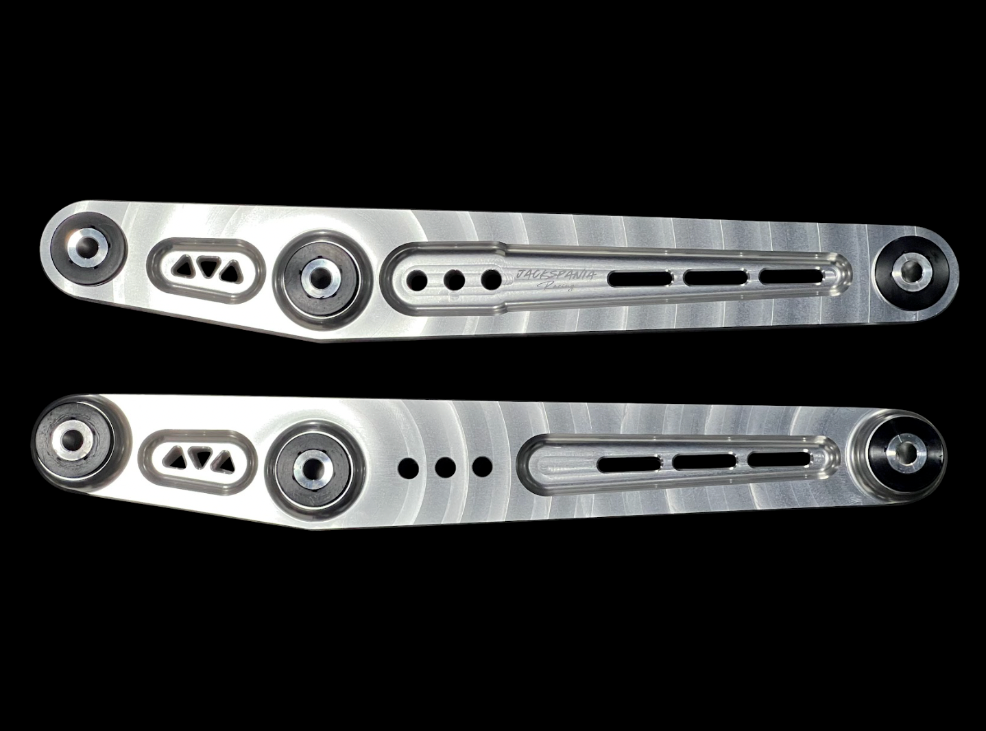 Jack Spania Racing billet AWD lower control arms for Honda Civic EK Type R Si hatchback, suspension parts in black with mounting holes