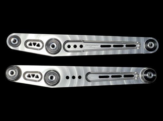 Jack Spania Racing billet AWD lower control arms for Honda Civic EK Type R Si hatchback, suspension parts in black with mounting holes