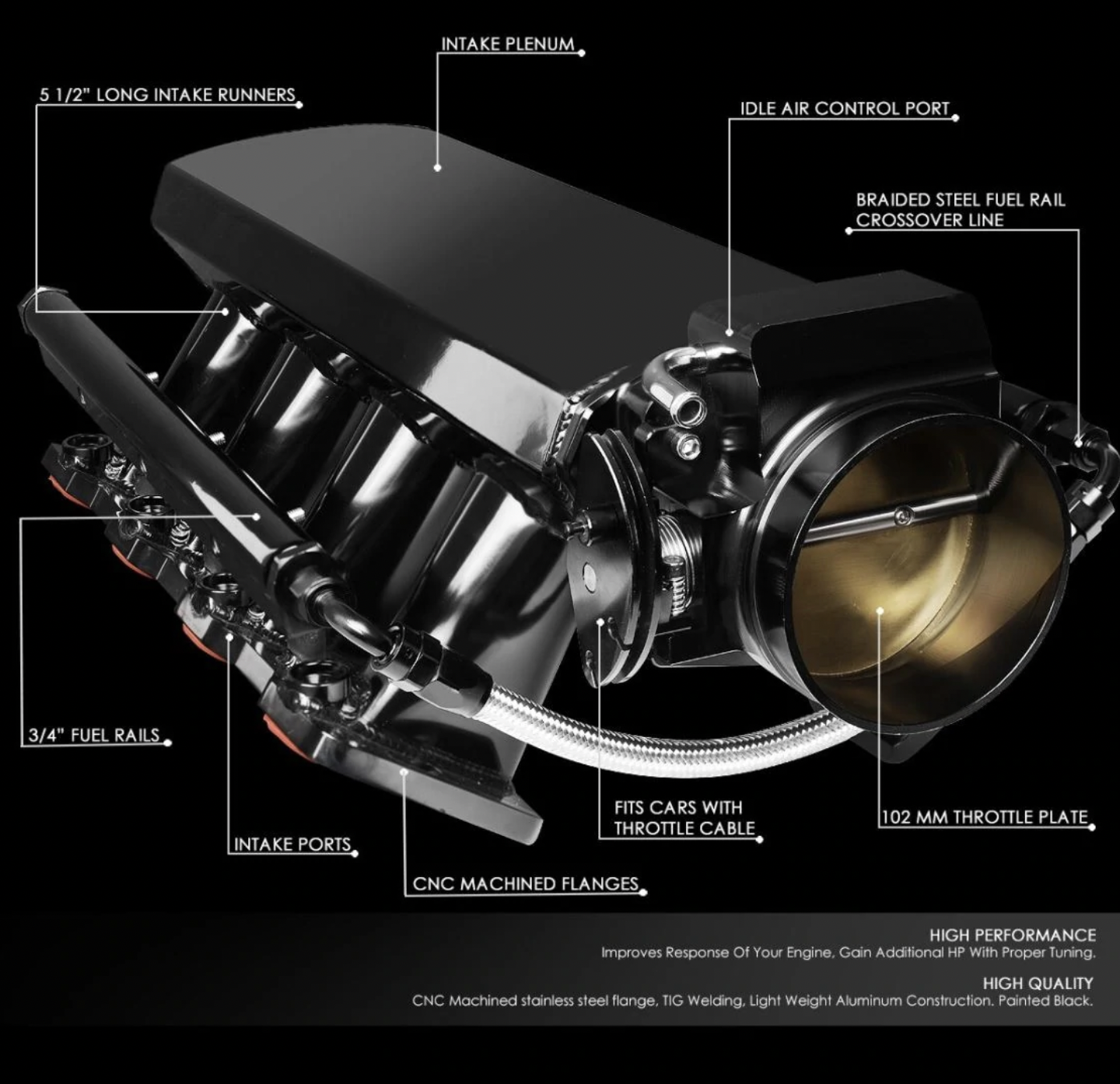 92mm LS engine intake manifold throttle body, fabricated sheet metal, by Jack Spania Racing, designed for LS1, LS2, LS6, LSX engines.