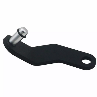 Driver side carpeted floor mat retention bracket for Subaru WRX and STi, by JackSpania Racing, interior vehicle component.