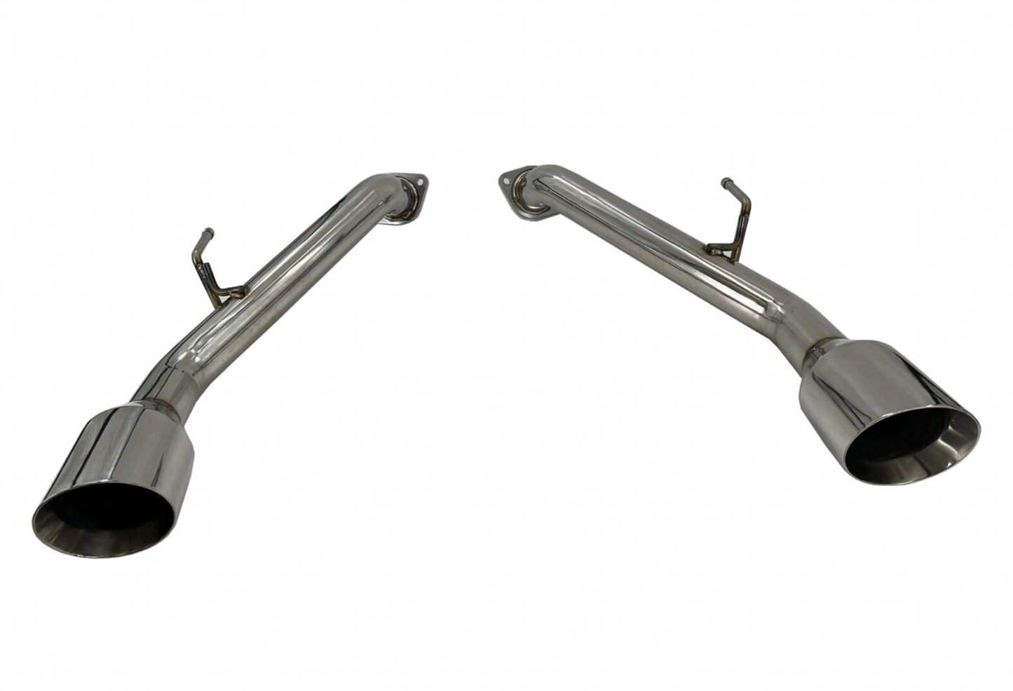 Jack Spania Racing axle-back exhaust muffler for Infiniti Q50 2014+ with dual tips, showcasing the sleek exhaust system.