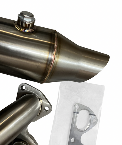 Honda Acura D Series race hood exit header by Jack Spania Racing, showing the polished metal exhaust header with multiple pipes
