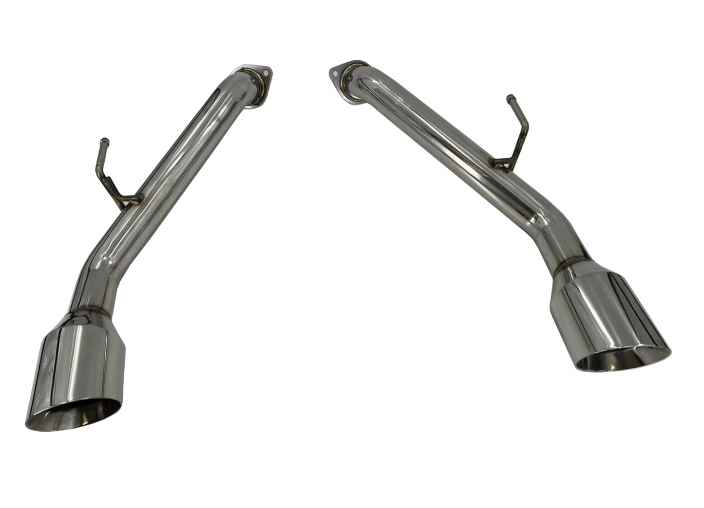 Jack Spania Racing axle-back exhaust muffler for Infiniti Q50 2014+ with stainless steel tips, showcasing the performance exhaust parts.