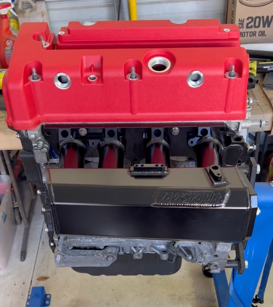 Jack Spania Racing K Series sheet metal intake manifold for K20Z3 and K24 engines, designed for K swap EG and EK Honda models.