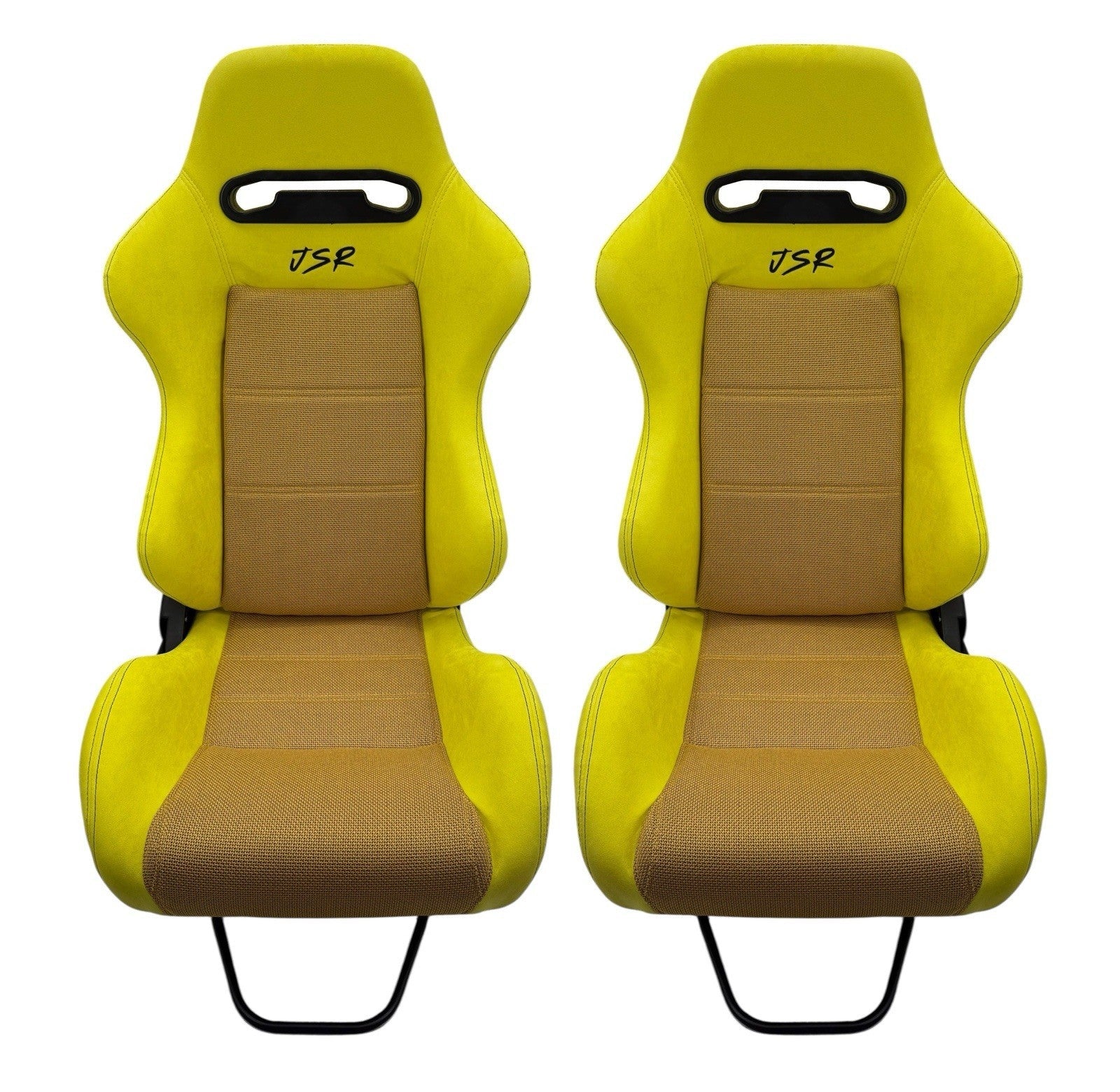 Reclinable slider seats for Recaro SR3 style, Honda Civic Integra DC2 EK9 EK EG ITR CTR, by JackSpania Racing, showing seat rails and padding.