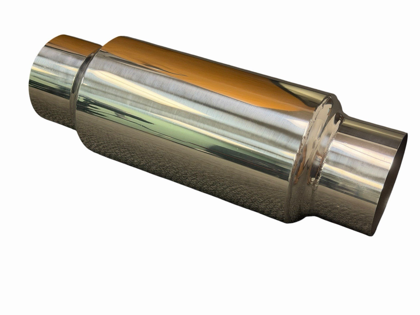 JackSpania Racing 2.5" 3" inlet outlet mini muffler exhaust resonator in durable steel for performance vehicle exhaust systems.