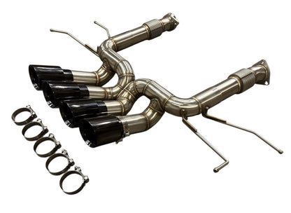 JackSpania Racing exhaust pipe for Chevrolet Corvette C8 Z06 5.5L V8, 3-inch muffler pipe, side view, durable exhaust parts.