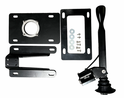 Jack Spania Racing short shifter for GT86, FR-S, and BRZ transmission parts, showing the sleek metal shift lever with mounting components.