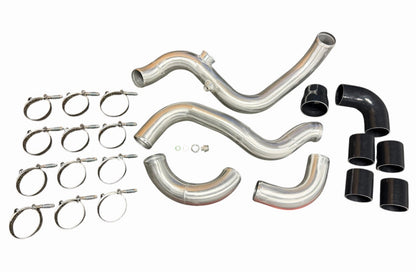 JackSpania Racing K Series intercooler piping kit for Honda Acura K Swap engines, showing polished metal pipes and connection points.