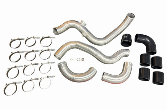 JackSpania Racing K Series intercooler piping kit for Honda Acura K Swap engines, showing polished metal pipes and connection points.