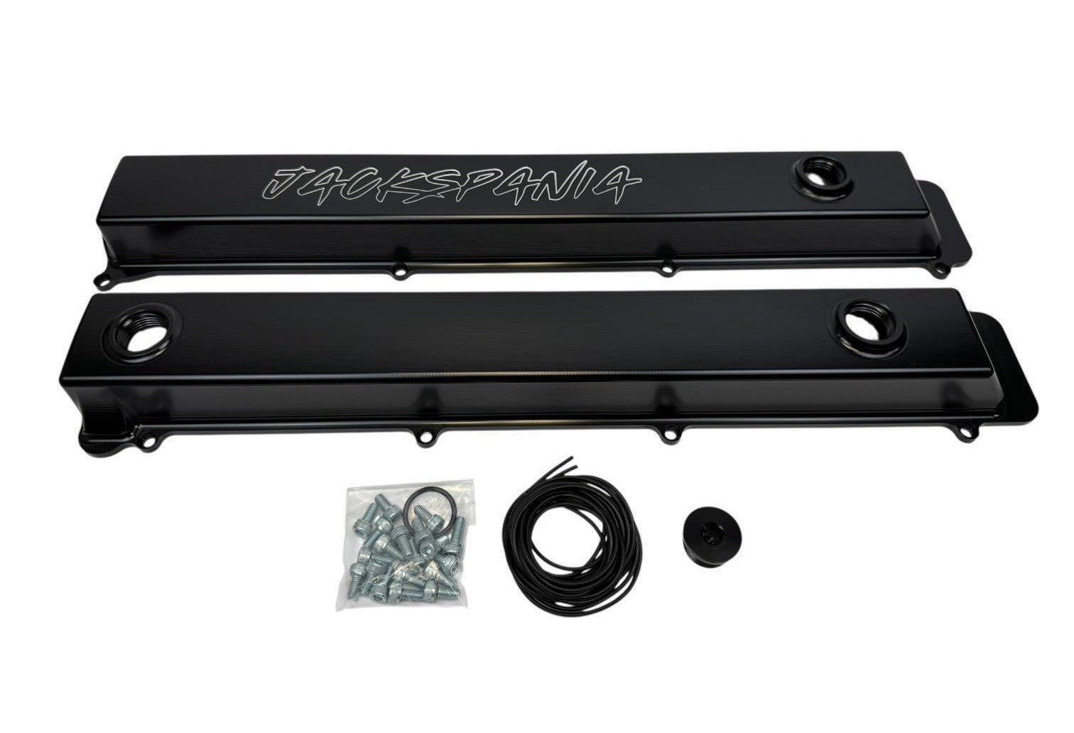 Toyota Supra 2JZGTE VVTI billet valve covers with anodized oil cap and bolts, high-performance engine parts by JackSpania Racing