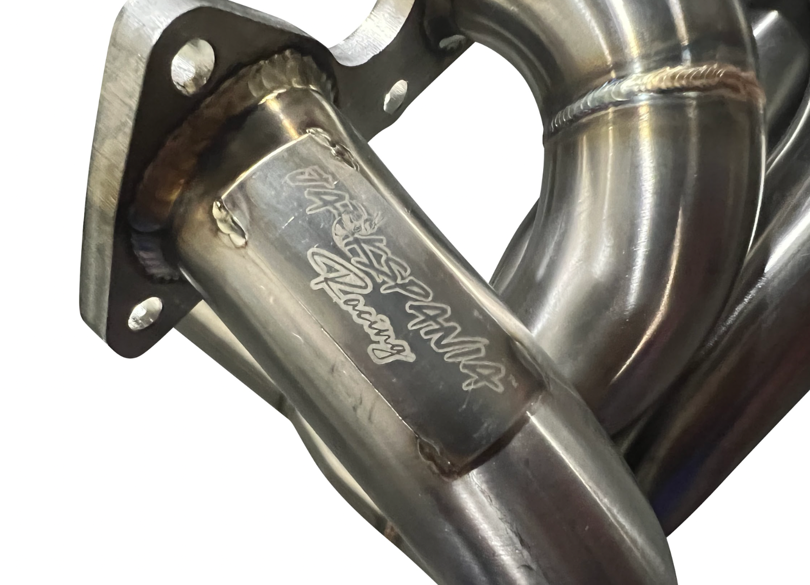 Jack Spania Racing B Series Megaphone Header 4-1 collector for B16 B18 B20 engines, showing the exhaust header with pipes and connectors.