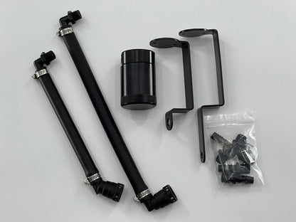 Jack Spania Racing oil separator catch can for Dodge Durango Hellcat Trackhawk 6.2 supercharged engine parts, shown installed on engine.