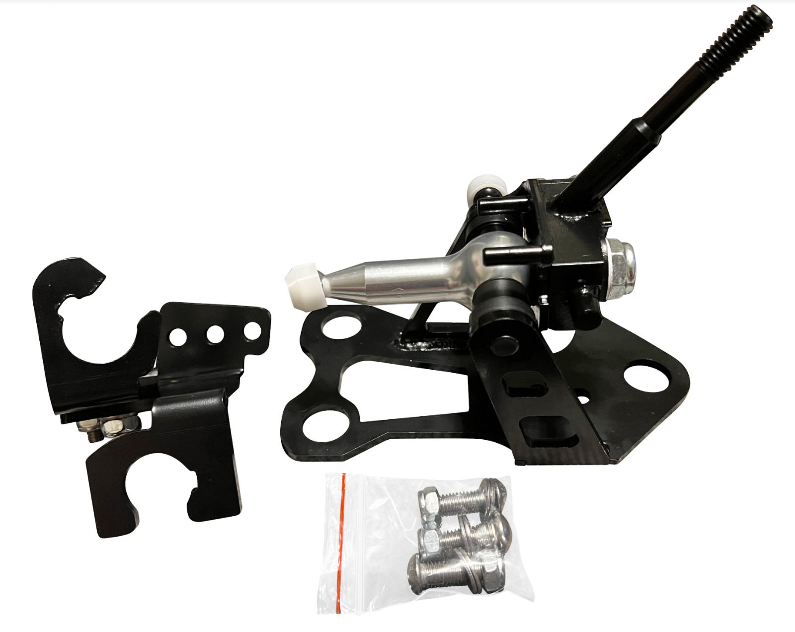 OEM K20z3 shift cable bracket for 8th Gen Honda Civic transmission, made by Jack Spania Racing, shown in a close-up image