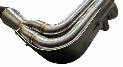Jack Spania Racing B Series Megaphone Header 4-1 Collector RF V2 B16 B18 B20 exhaust part showing the polished metal collector and header design.