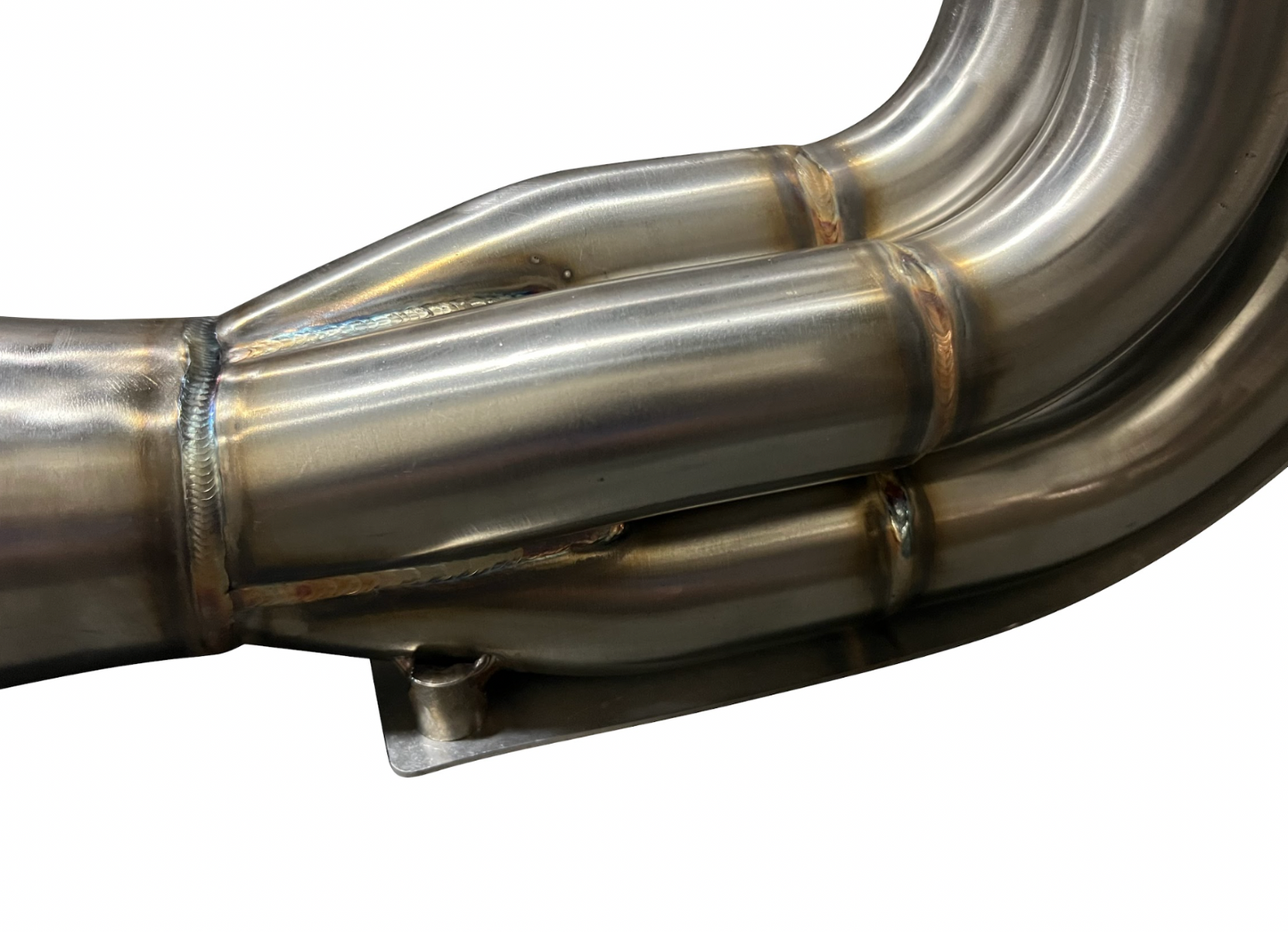 Jack Spania Racing B Series Megaphone Header 4-1 Collector RF V2 B16 B18 B20 exhaust part, chrome finish with detailed welds