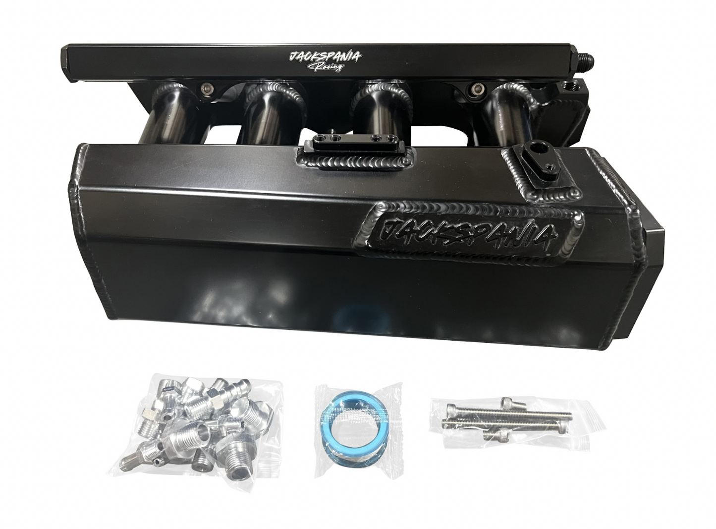 Jack Spania Racing K Series sheet metal intake manifold for K20Z3, K24, and K swap engines on EG and EK Honda models.