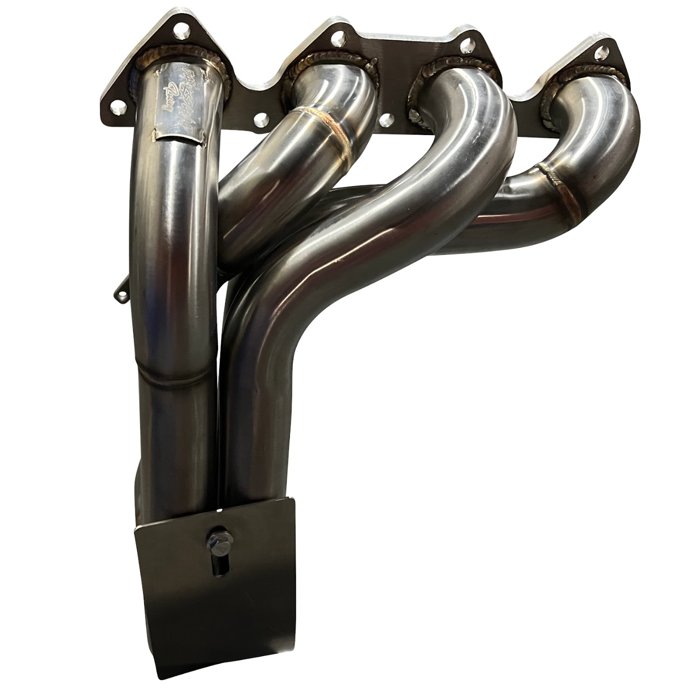 Jack Spania Racing B Series Megaphone Header 4-1 collector RF V2 for B16 B18 B20 engines, showing the exhaust header with pipes and mounting points.