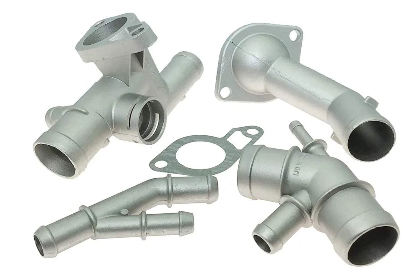 Cast aluminum coolant flange upgrade kit for VW MK4 Golf, Jetta, GLI, GTI, TT 337 1.8T engine by Jack Spania Racing.