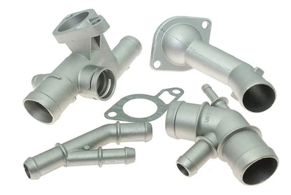 Cast aluminum coolant flange upgrade kit for VW MK4 Golf, Jetta, GLI, GTI, TT 337 1.8T engine by Jack Spania Racing.