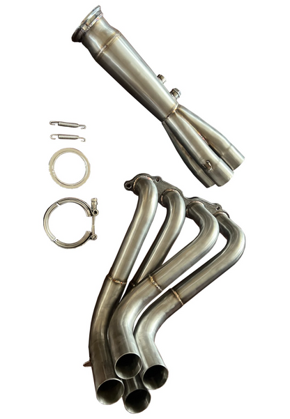 Jack Spania Racing K Series K20 K24 megaphone pipe exhaust, 3-inch 4-1 Tri-Y design for EK and EG Honda Civic models.