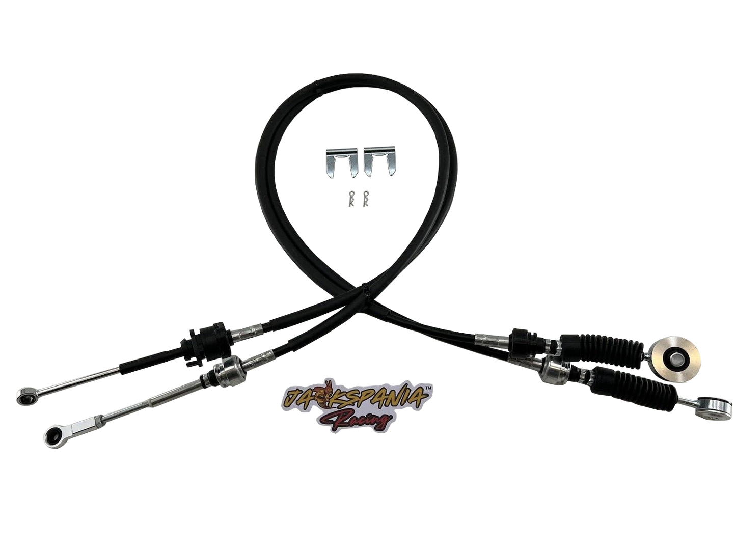 JackSpania Racing RSX shifter cables and linkage for K20 K24 K-series engines, compatible with EG and EK Honda K-series swaps.