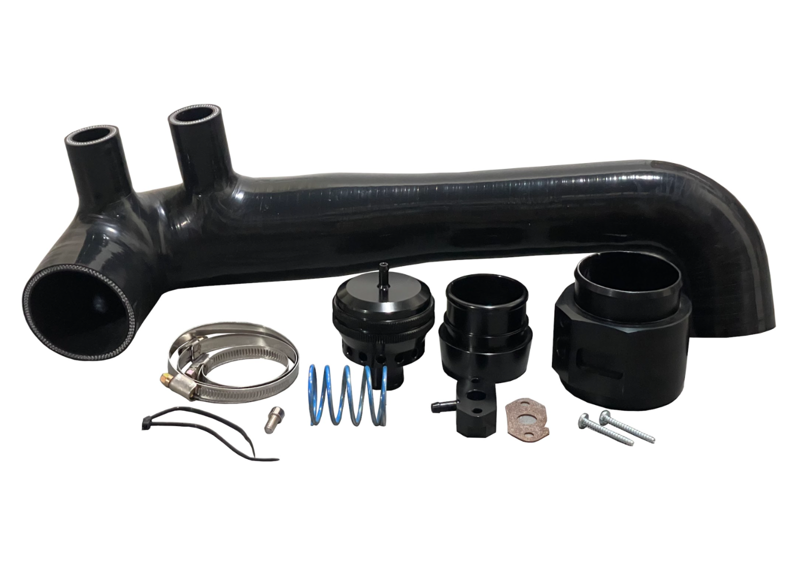 Jack Spania Racing dump blow off valve BOV kit for VW Audi 1.2 and 1.4 TSI engine parts, showing the black valve component.