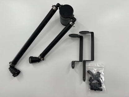 Jack Spania Racing oil separator catch can for 6.2 Supercharged Dodge Durango Hellcat Trackhawk engine, mounted on the engine bay.