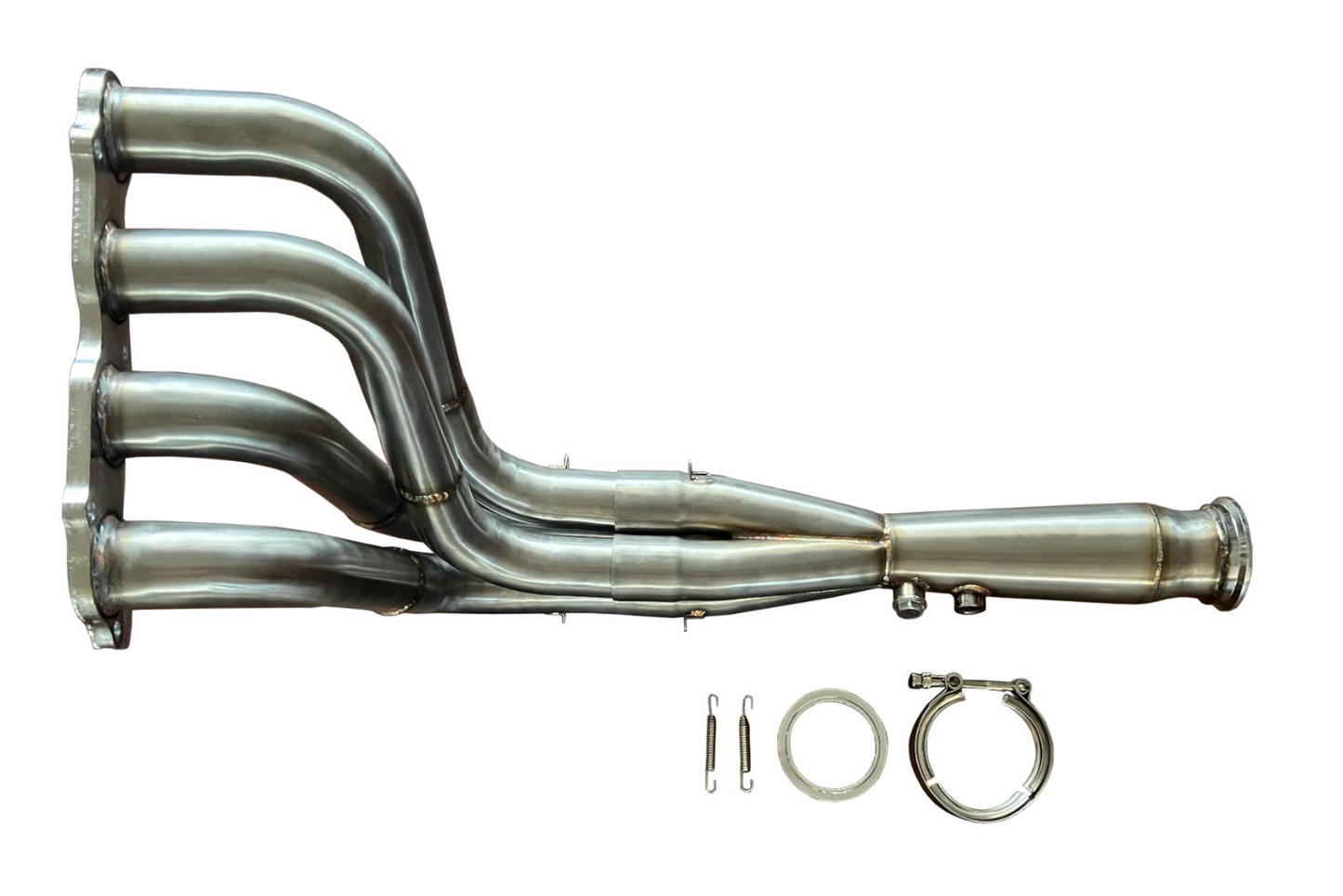 Jack Spania Racing K Series K20 K24 megaphone pipe exhaust with 3-inch 4-1 Tri-Y design for EK and EG Honda models.