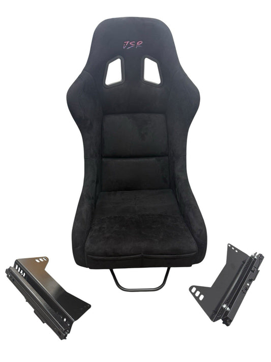 Universal Ultra Light Carbon Fiber Bucket Seat Seats With Rails Sliders Suede