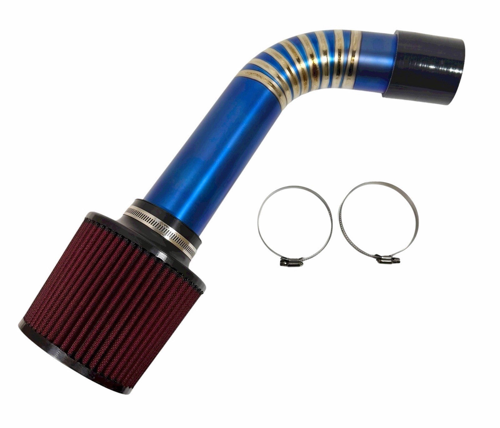 JackSpania Racing B D H Series 3-inch titanium pie cut cold air intake pipe for EG and EK Honda engine, showing polished metal finish.