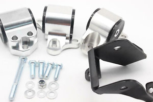 Jack Spania Racing B D Series Billet Motor Mount Swap Kit for B16, B18, B20 engines, EK 3-bolt polyurethane engine mount system